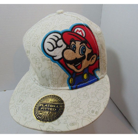 Super Mario Bros Fitted S/M Small Medium Baseball Hat Cap Brand New Flat Bill - Picture 2 of 11